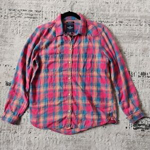 American Eagle Outfitters Colorful Plaid Button-Down Shirt